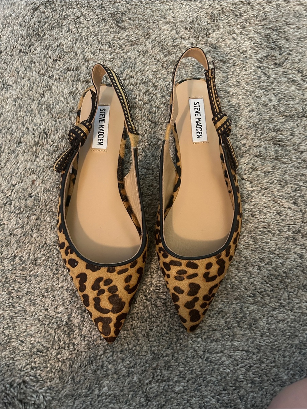 Steve Madden Leopard-Print Pointed Slingback Flats - Tan, Brown